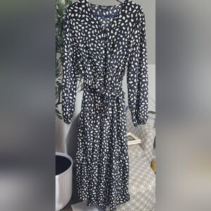 Gigio black and white speckled maxi dress | size Large